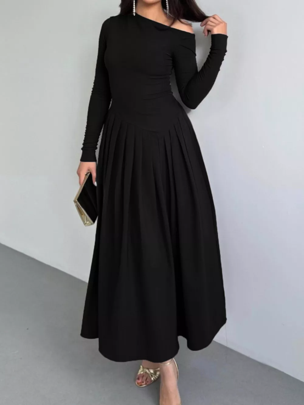Ruched One Shoulder Long Sleeve Dress, image 8