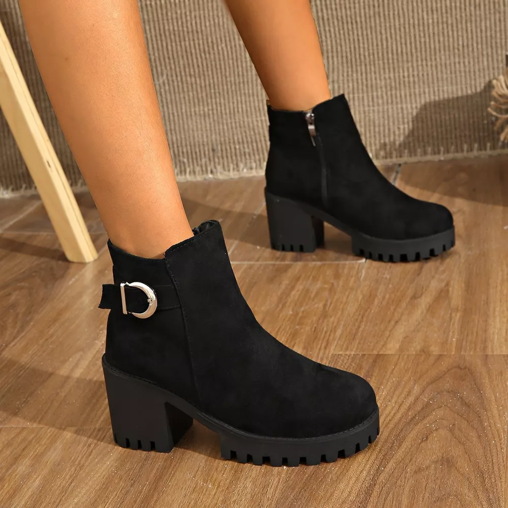 Round Toe Block Heels Boots, image 6