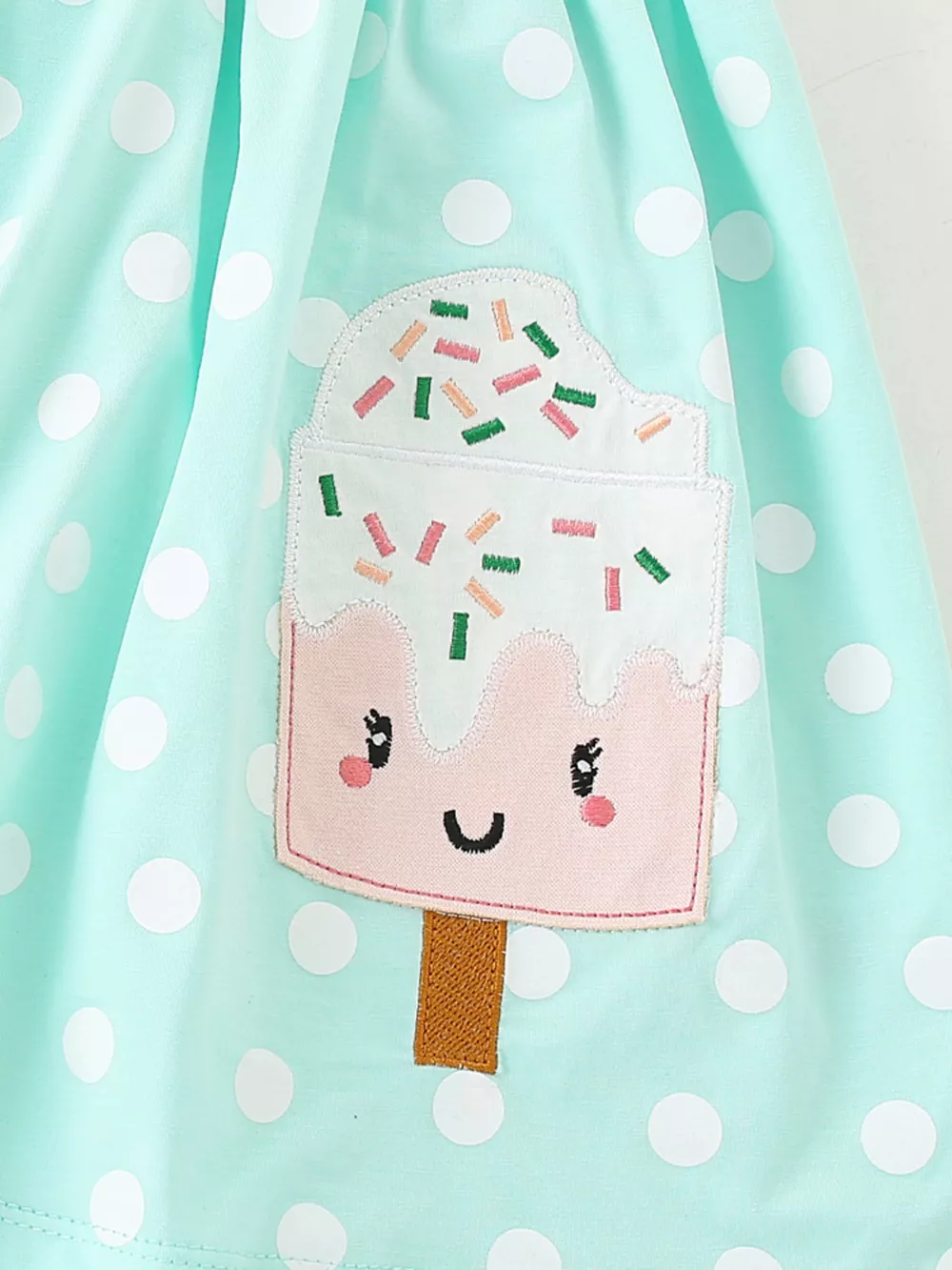 Children's Cute Ice Cream Applique Polka Dot Dress, image 5