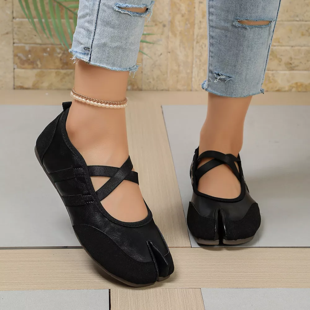 Split-Toe Tabi Ballet Sandals with Crisscross Straps, image 8