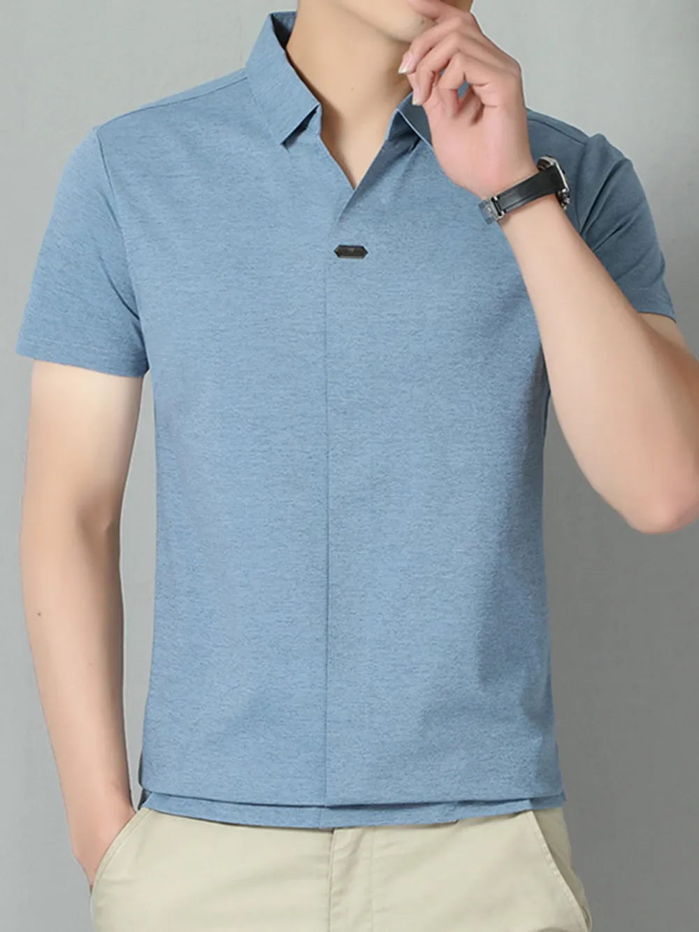 Men's Plus Size Collared Neck Short Sleeve Polo, image 7