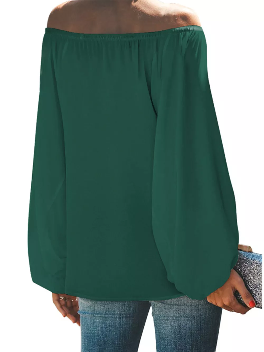 Full Size Off-Shoulder Balloon Sleeve Blouse Plus Size, image 7