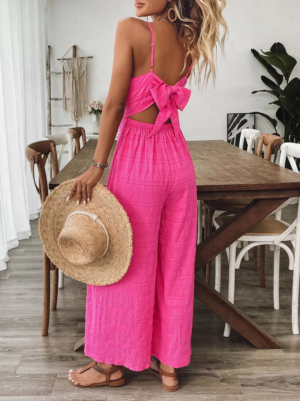 Bow Back Sleeveless Wide Leg Jumpsuit, image 3