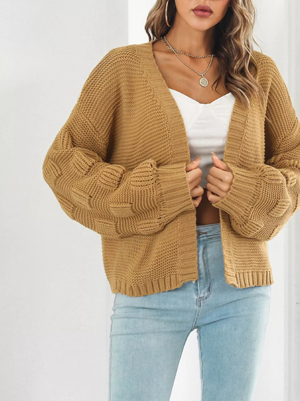 Chunky Knit Open Front Cardigan, image 8