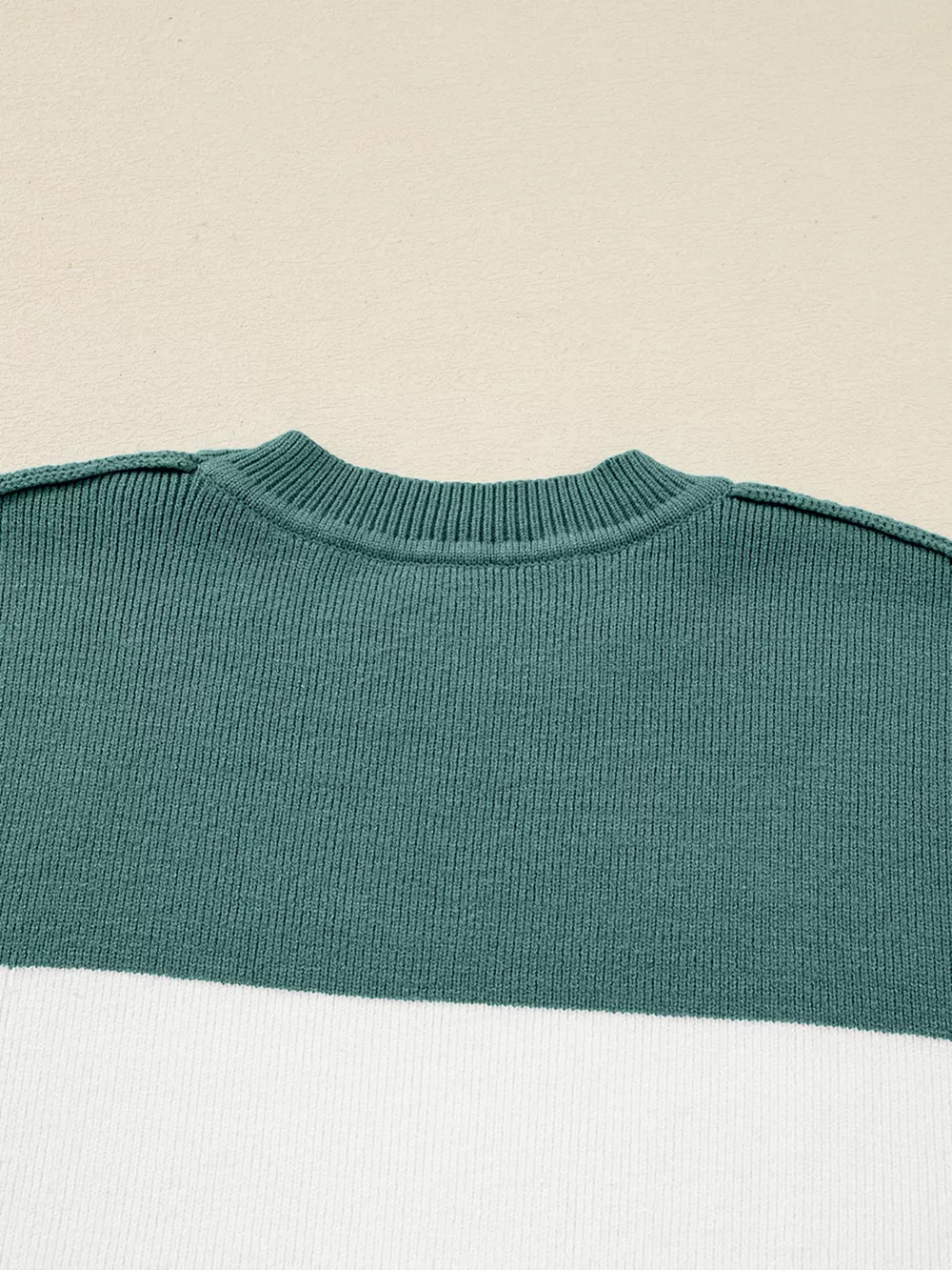 Color Block Plain Ribbed Knit Sweatshirt, image 10