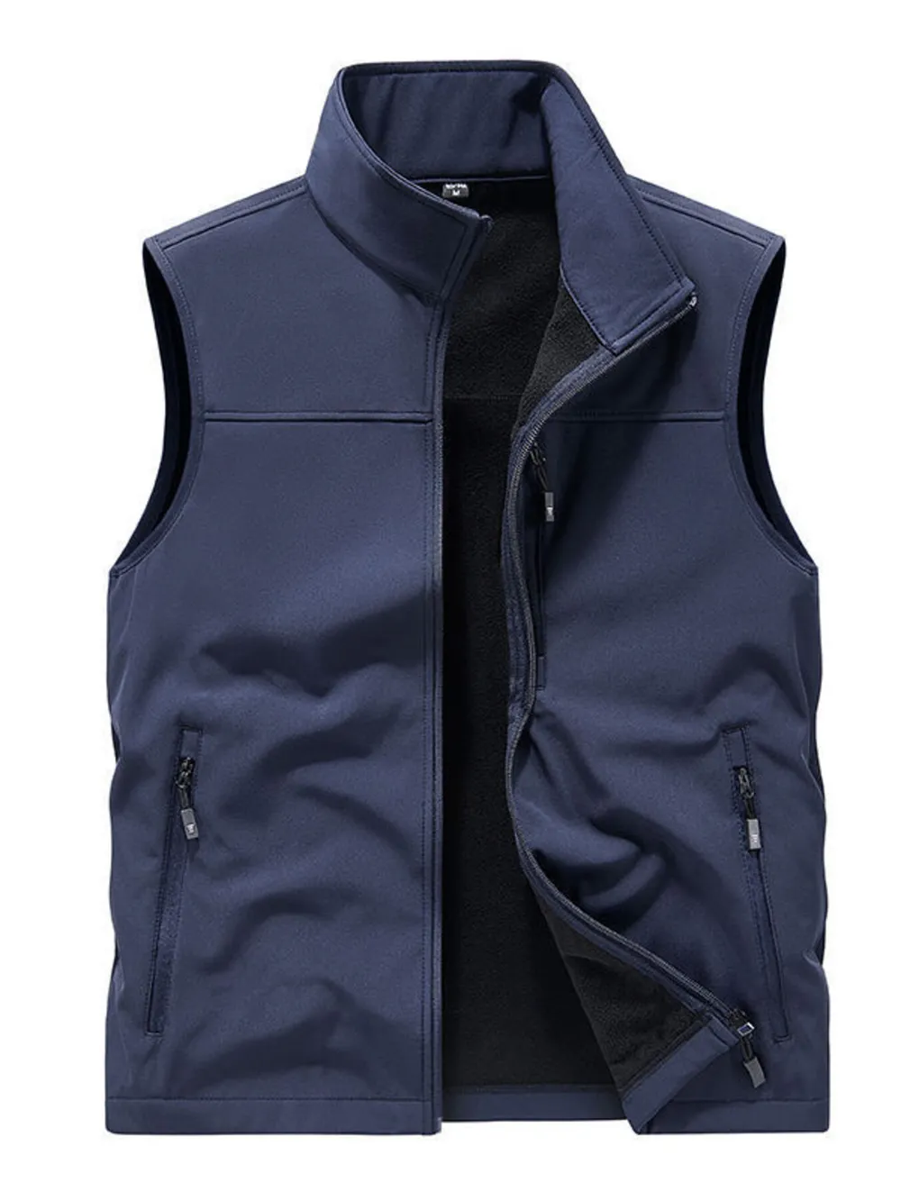 Men's Plus Size Casual Zip Up Fleece Lined Vest, image 4