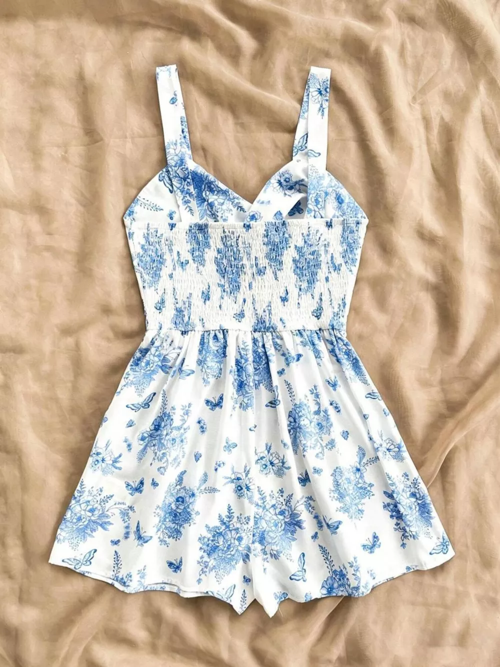 Floral Print Twist Front Cutout Romper, image 6