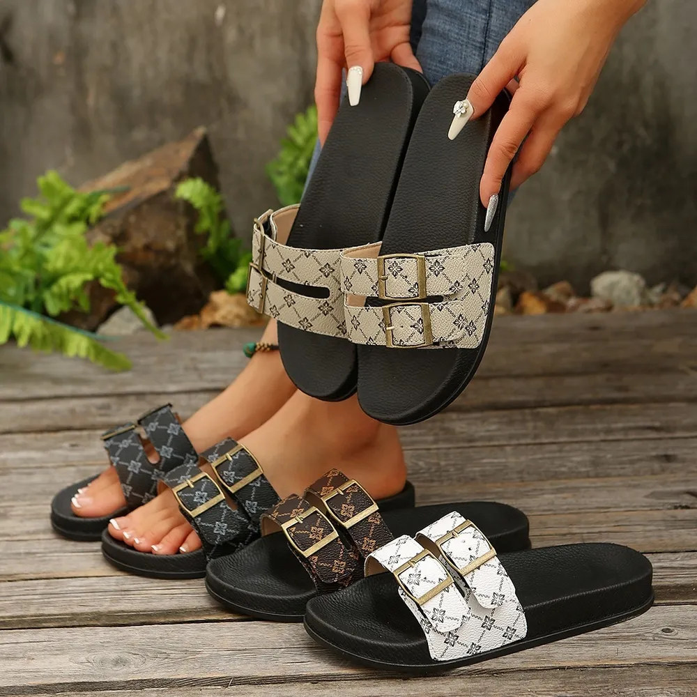 Open Toe Double Buckle Sandals, image 2