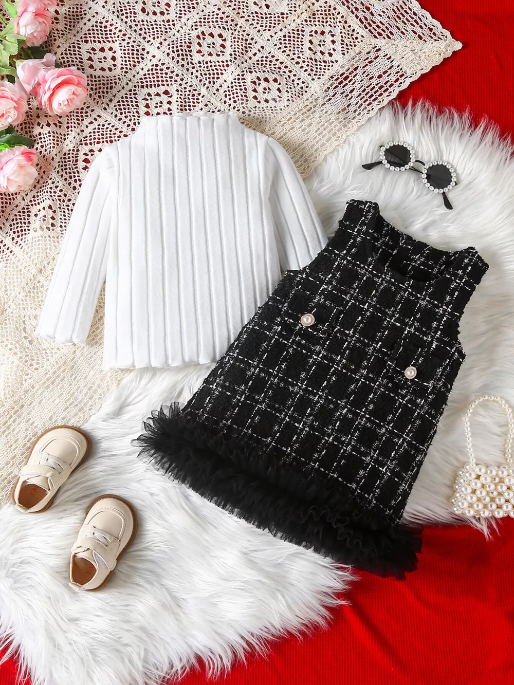 Children's Ribbed Knit Top and Dress Set