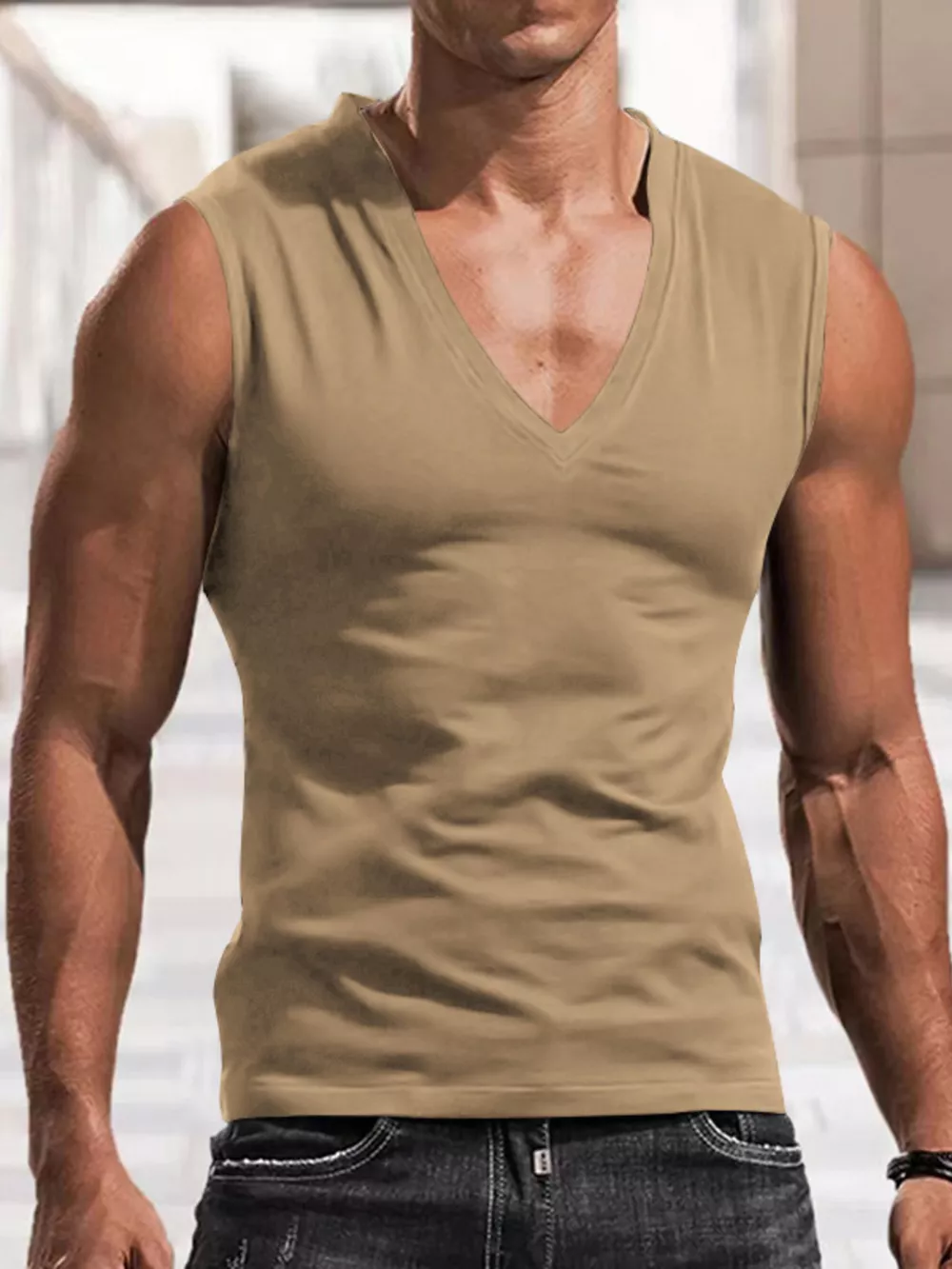 Men's Full Size V-Neck Tank Top Plus Size, image 4