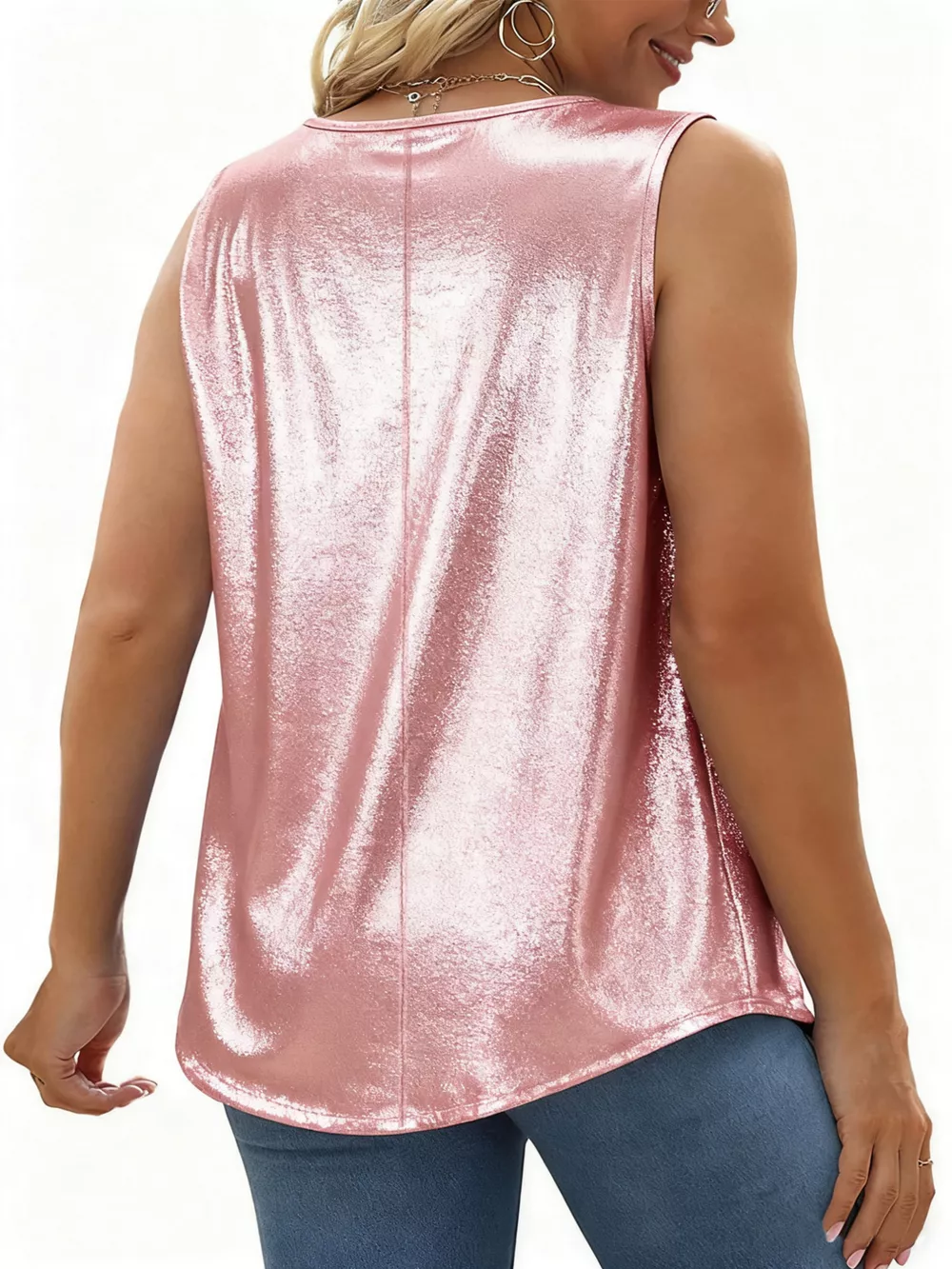 Full Size Pleated Square Neck Tank Plus Size, image 4
