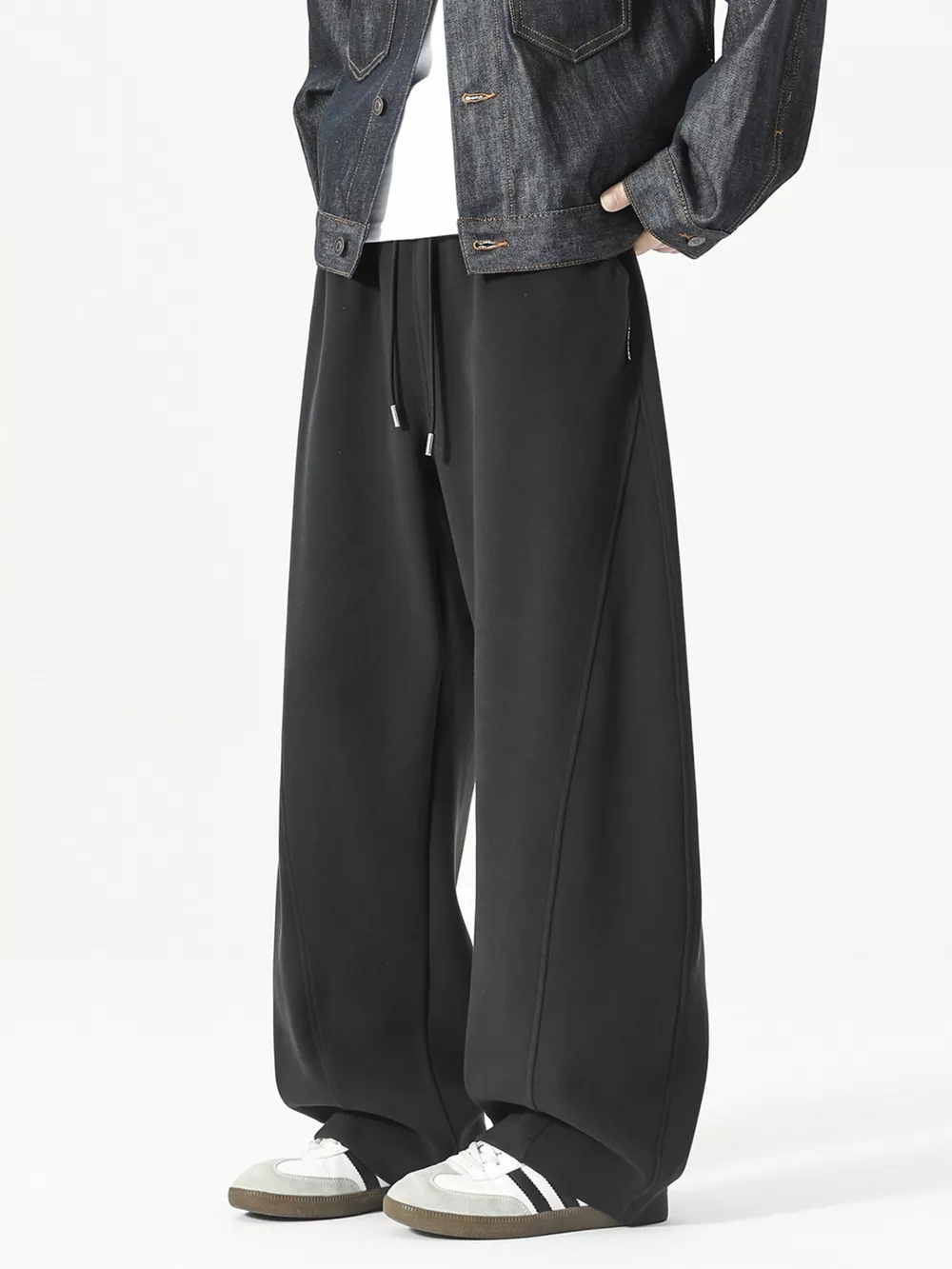Men's Plus Size Wide Leg Casual Drawstring Pants, image 3