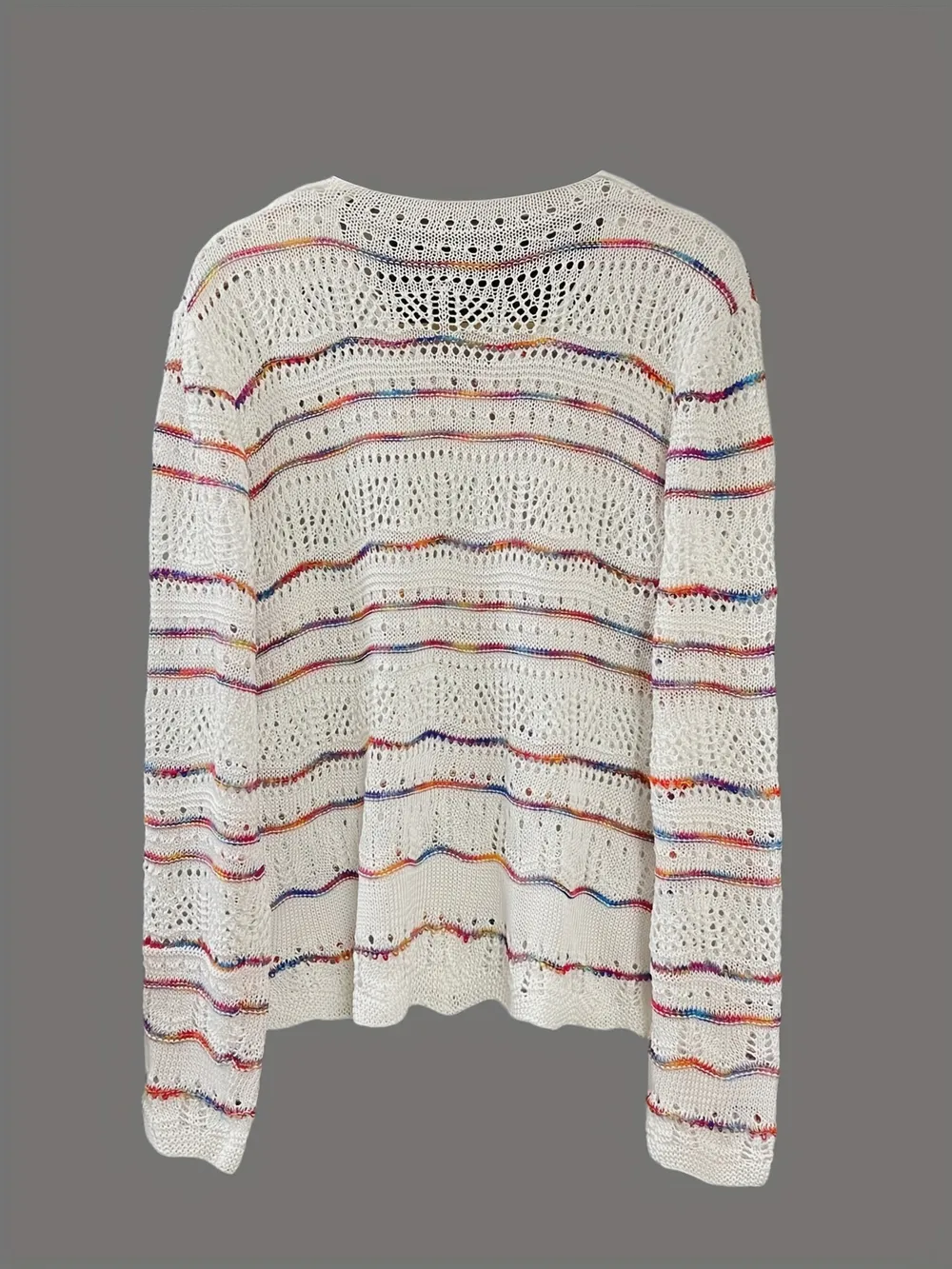 Openwork Long Sleeve Knit Top, image 6