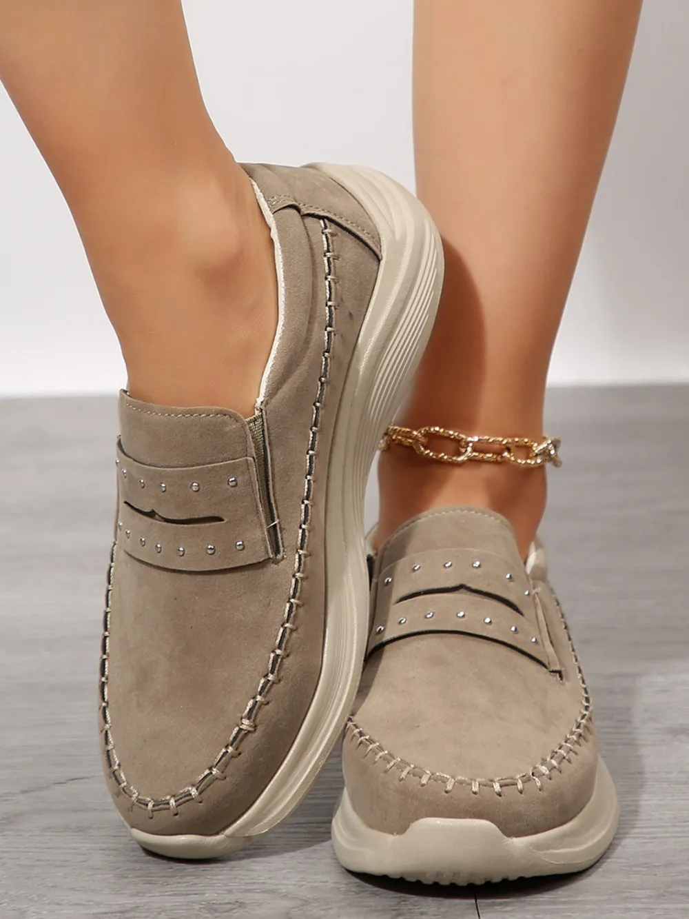 Studded Round Toe Platform Slip-Ons, image 10