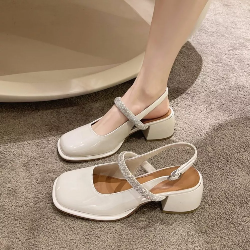 Square Toe Block Heels Mary Jane Sandals, image 3
