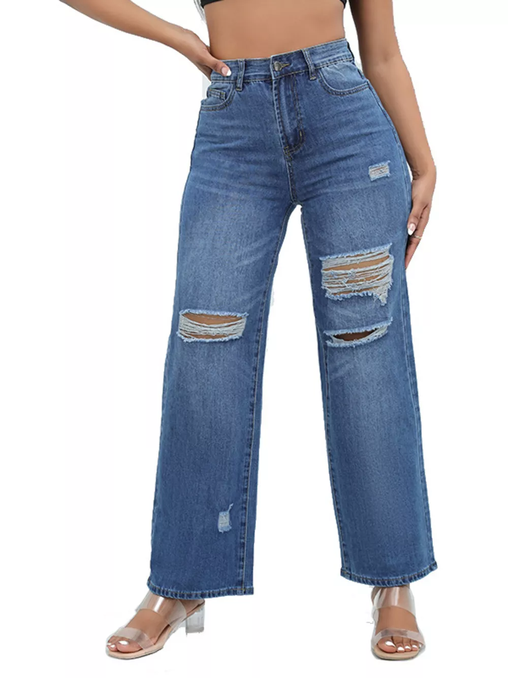 Distressed Wide-Leg Jeans, image 13