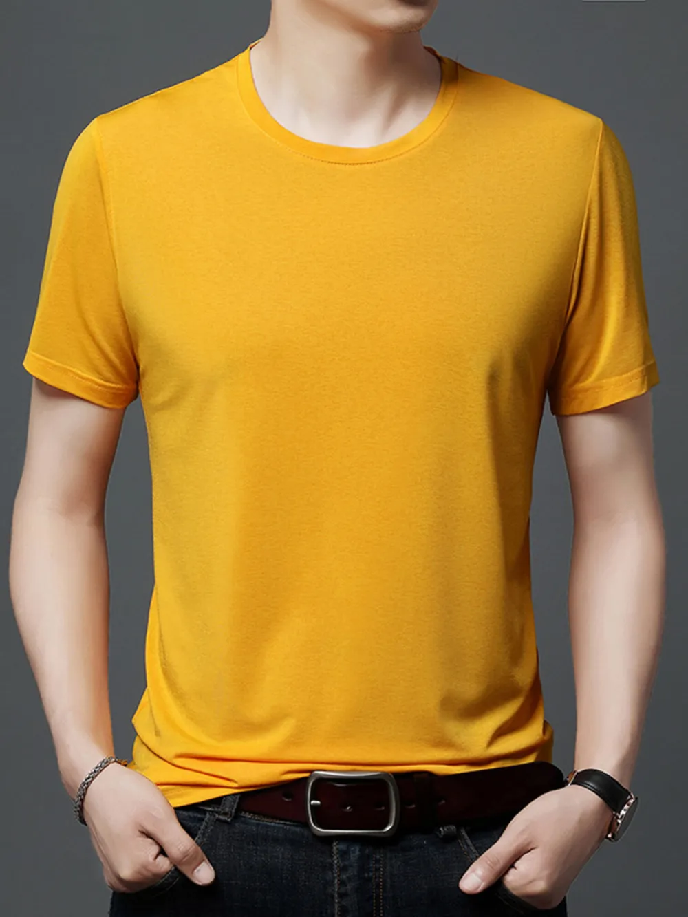 Men's Plus Size Classic Crew Neck Basic T-Shirt, image 3