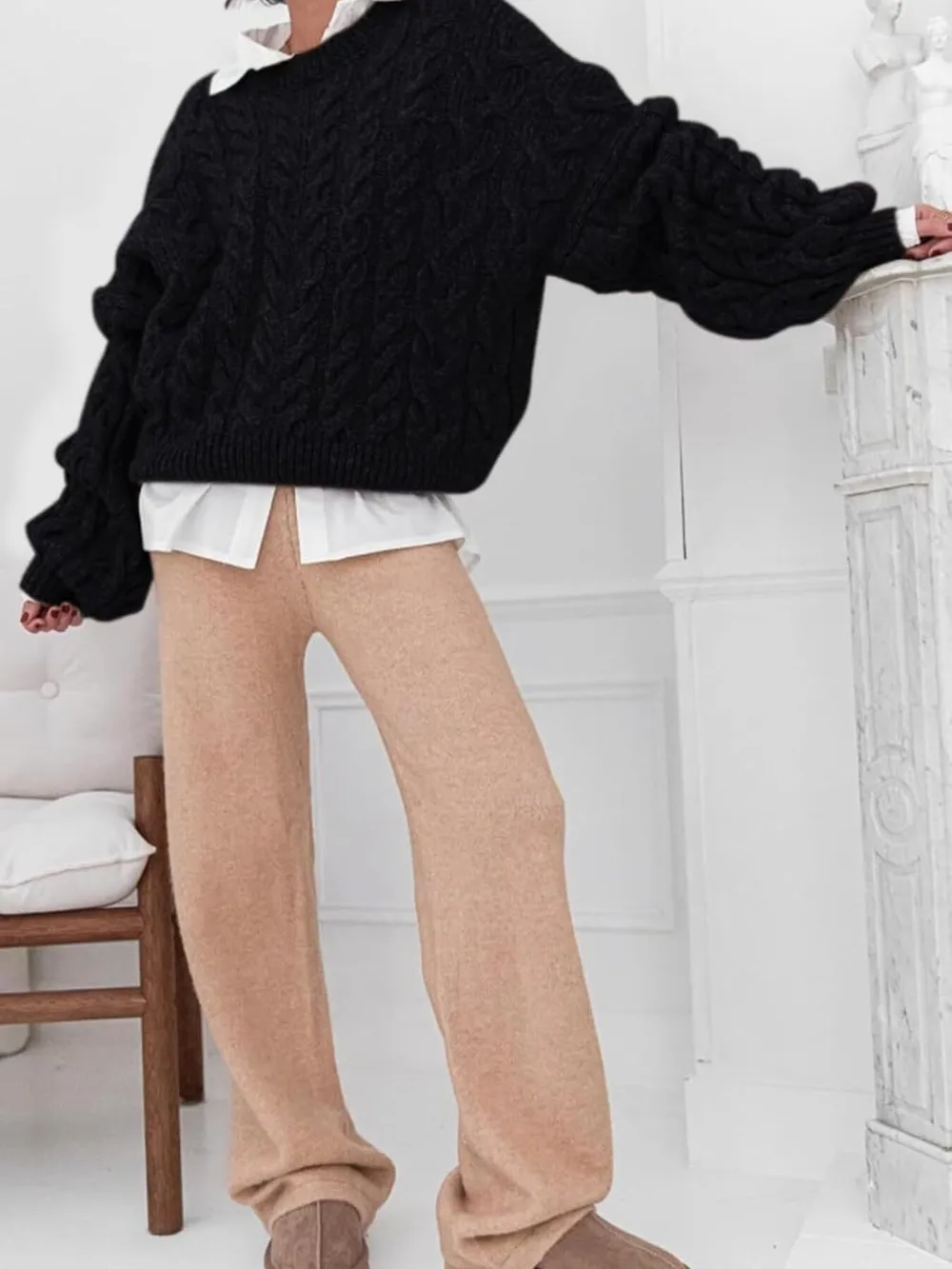 Cable Knit Long Sleeve Sweater, image 11