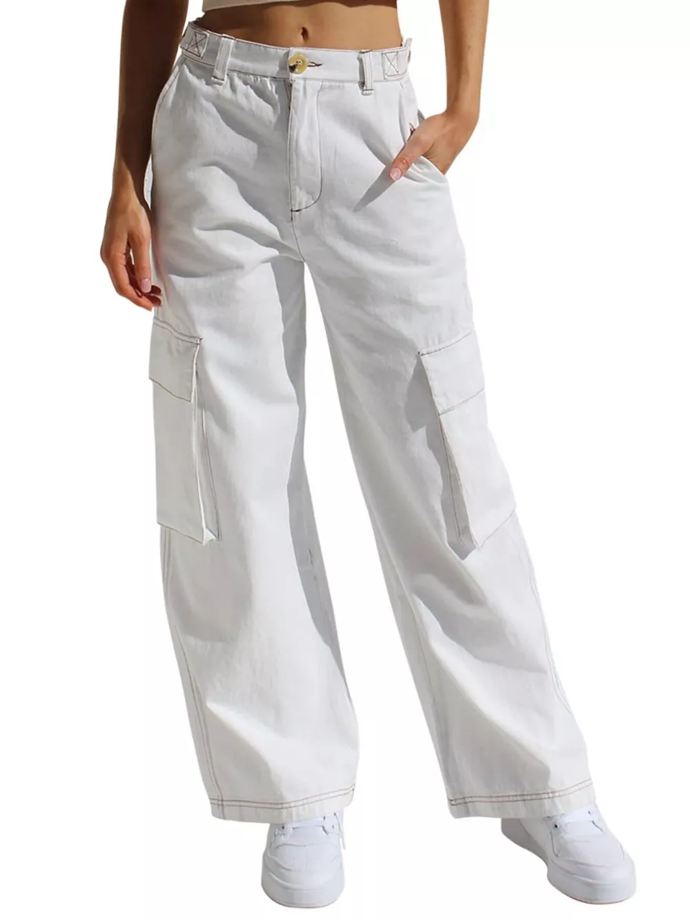 High-Waisted Wide Leg Cargo Jeans, image 21
