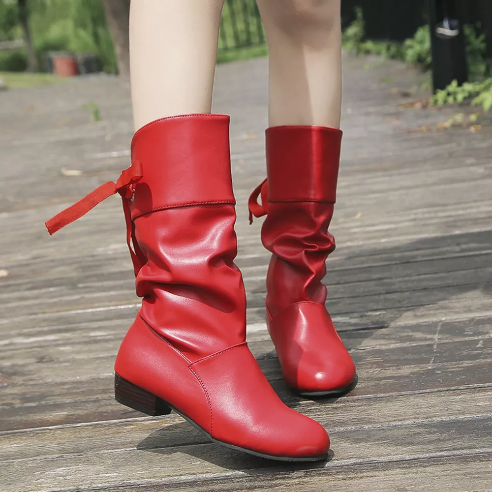 Round Toe Block Heels Boots, image 8
