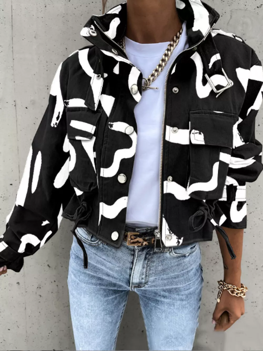Snap Down Cropped Jacket, image 4