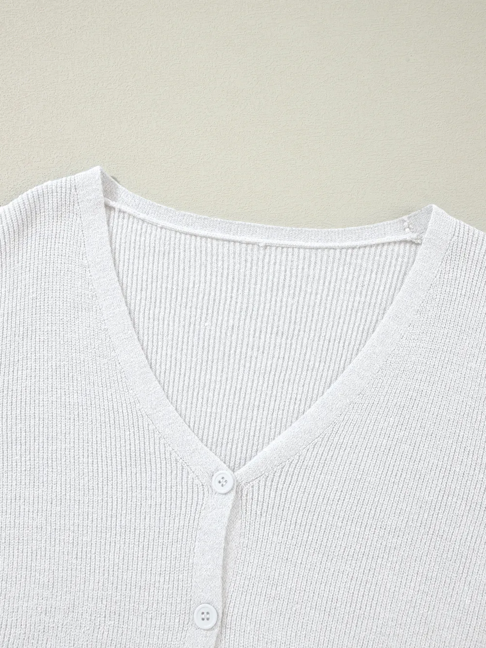 Ribbed Knit Button Front V Neck Cardigan, image 18