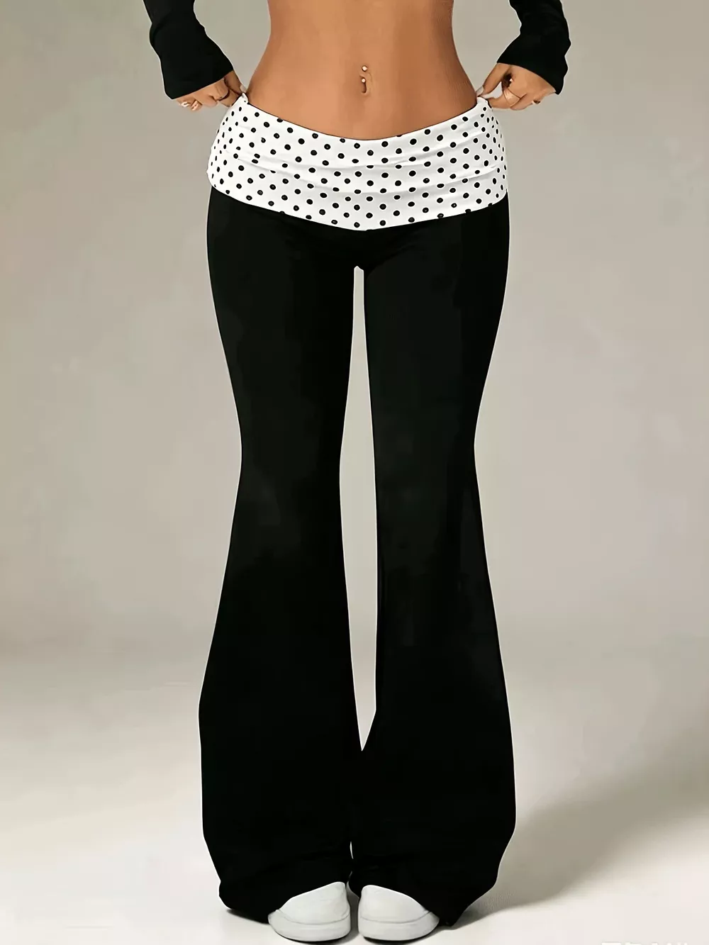 High-Waisted Polka Dot Flare Pants, image 2