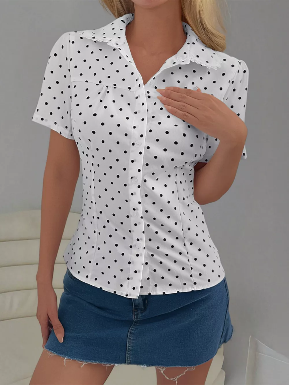 Polka Dot Short Sleeve Shirt, image 3