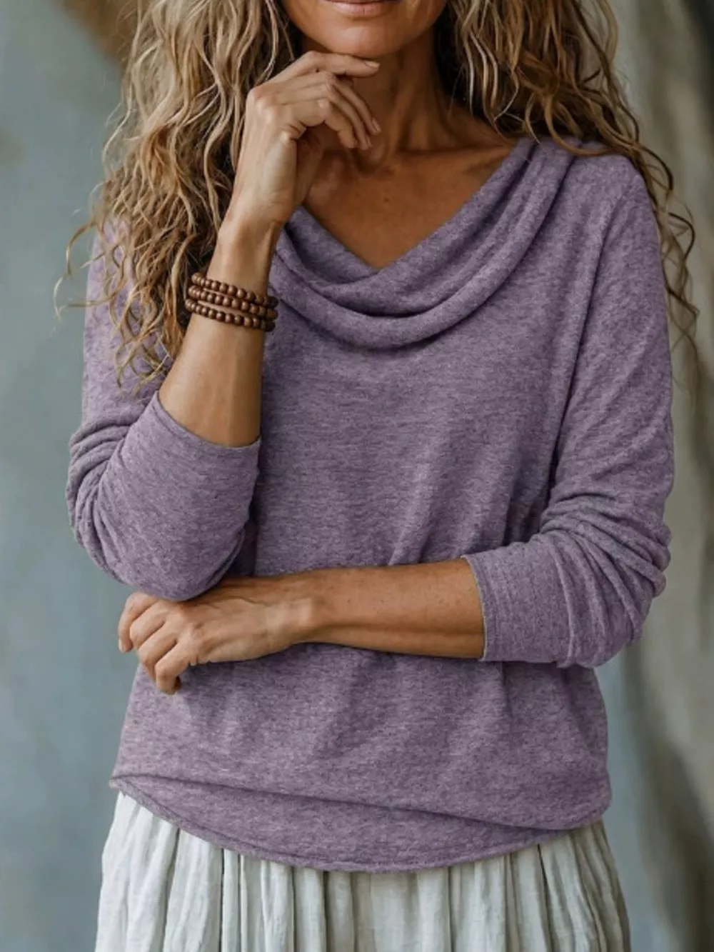 Cowl Neck Long Sleeve T-Shirt, image 4