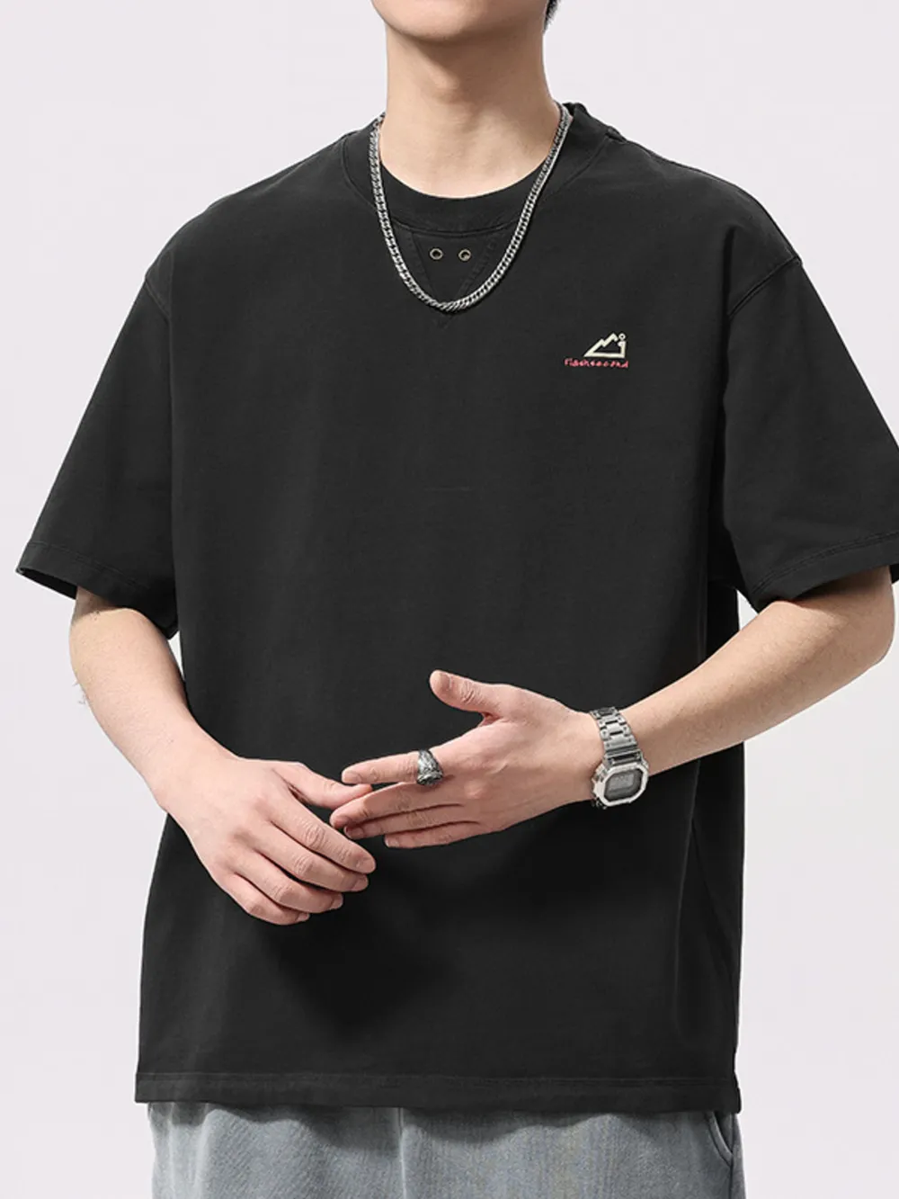 Men's Plus Size Round Neck Short Sleeve T-Shirt, image 4