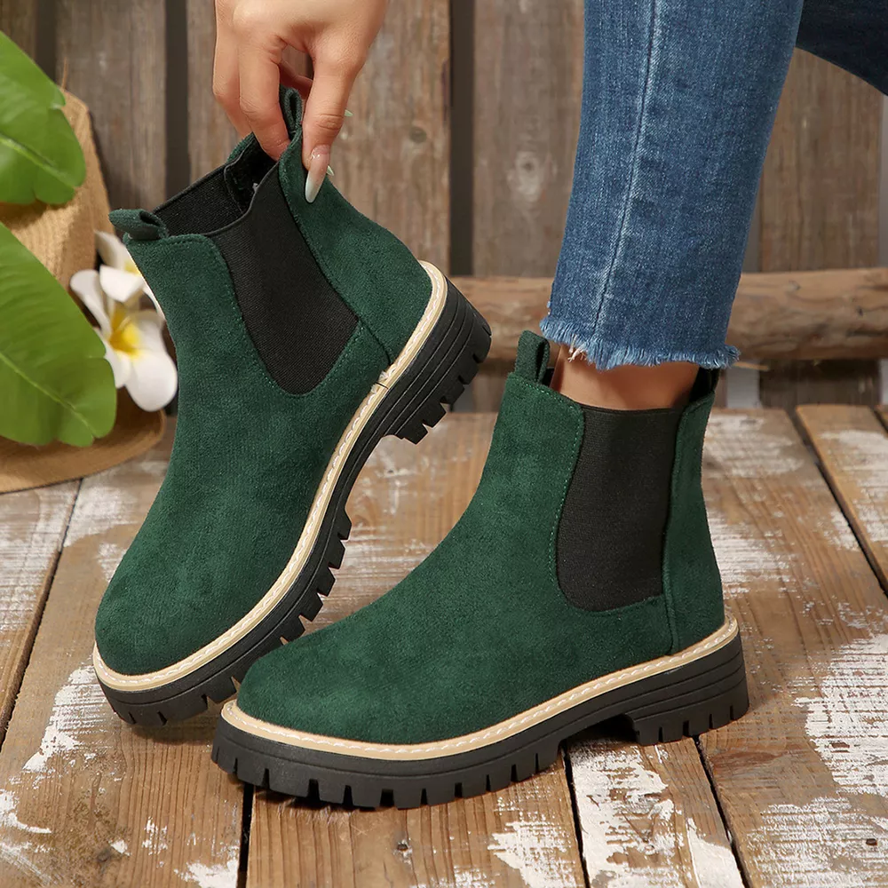 Round Toe Block Heels Boots, image 15