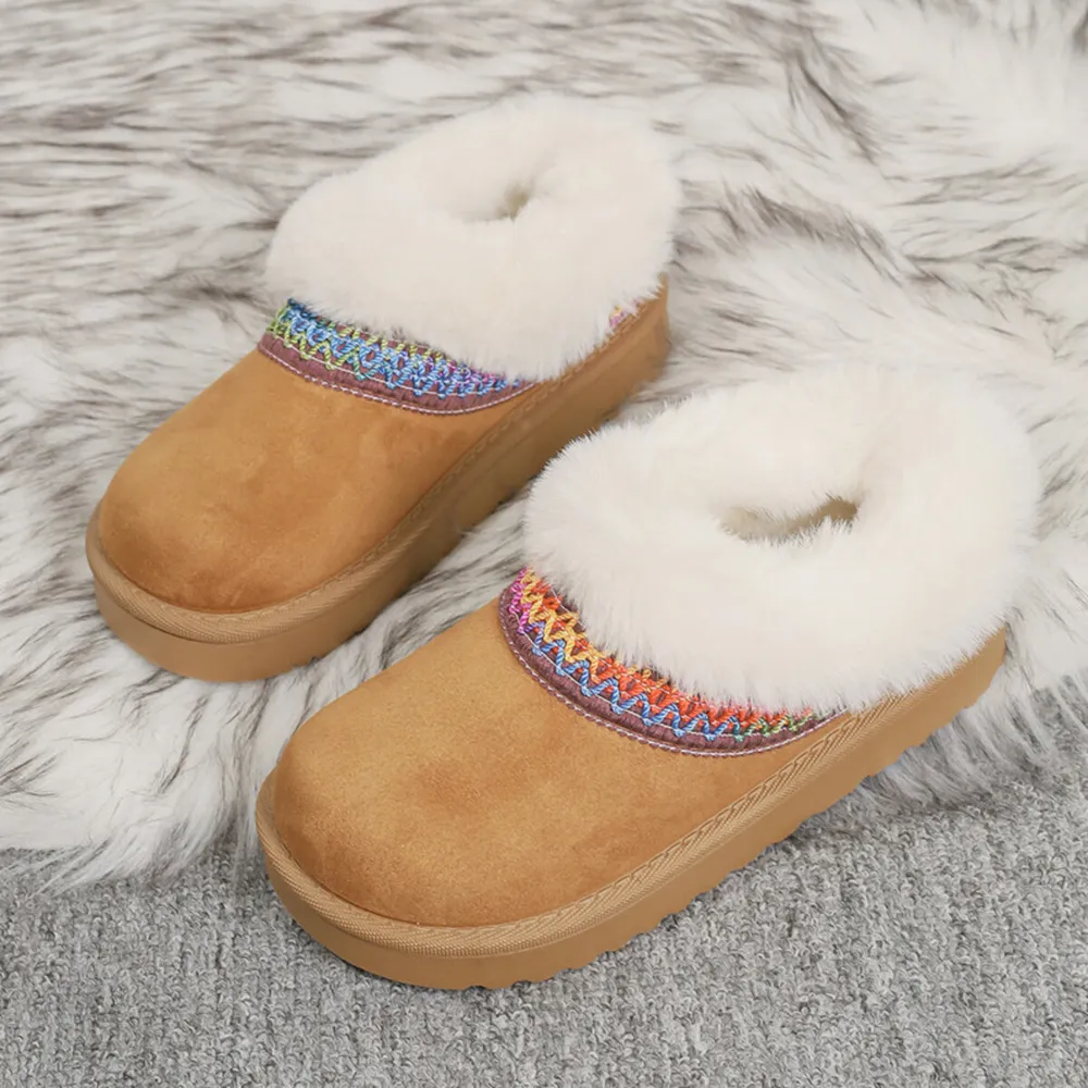 Fur-Lined Platform Boots with Decorative Woven Strap, image 7
