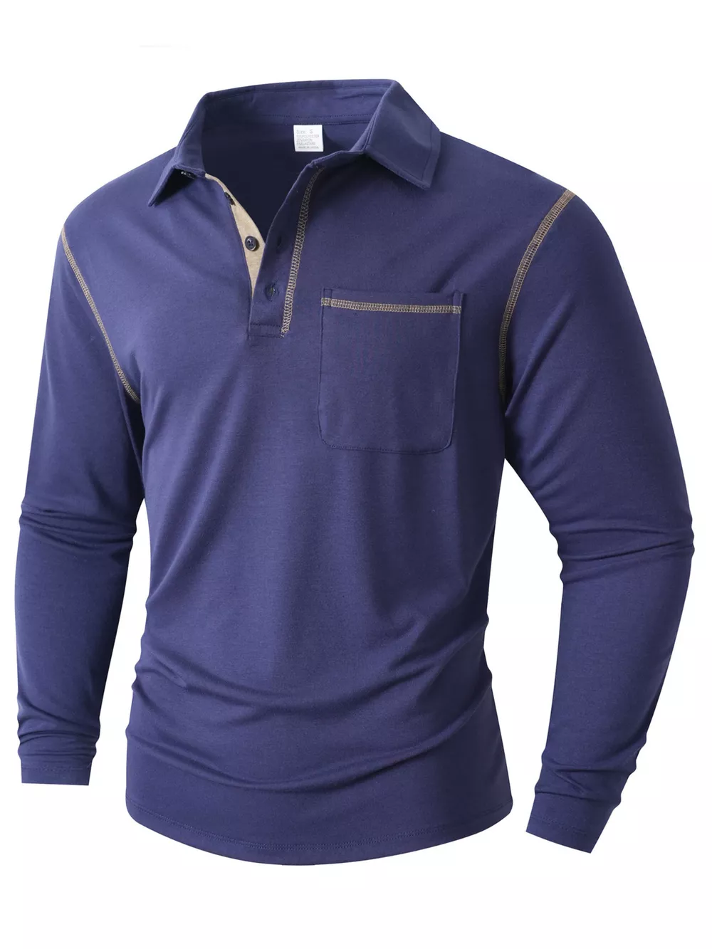 Men's Full Size Long Sleeve Casual Polo Plus Size, image 15