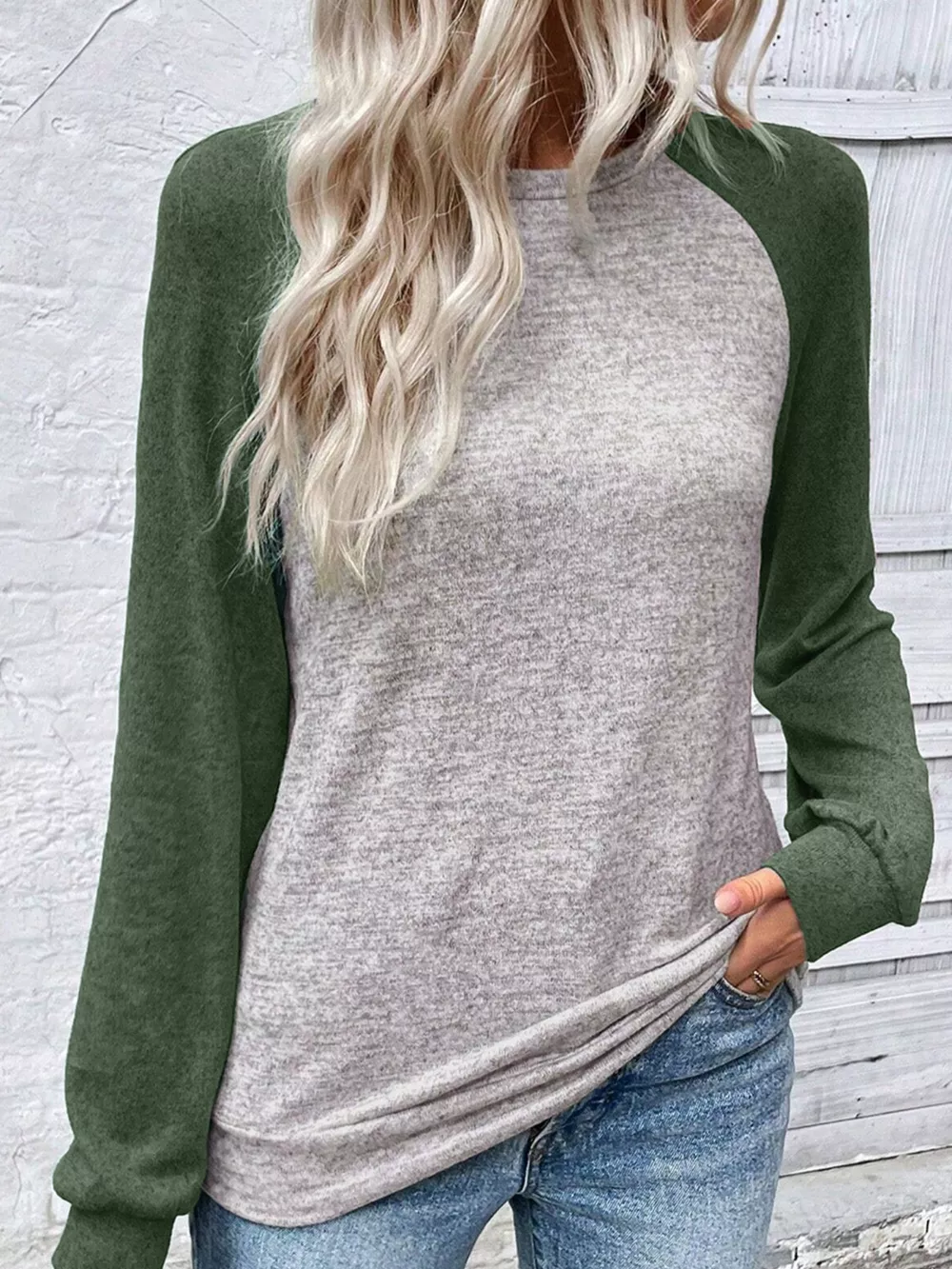 Color Block Raglan Long Sleeve T Shirt, image 6