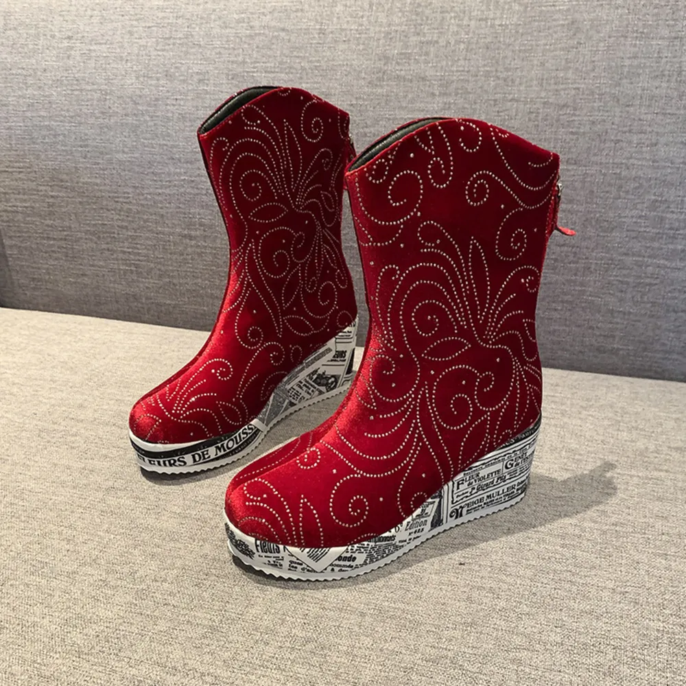 Round Toe Platform Wedge Boots, image 4