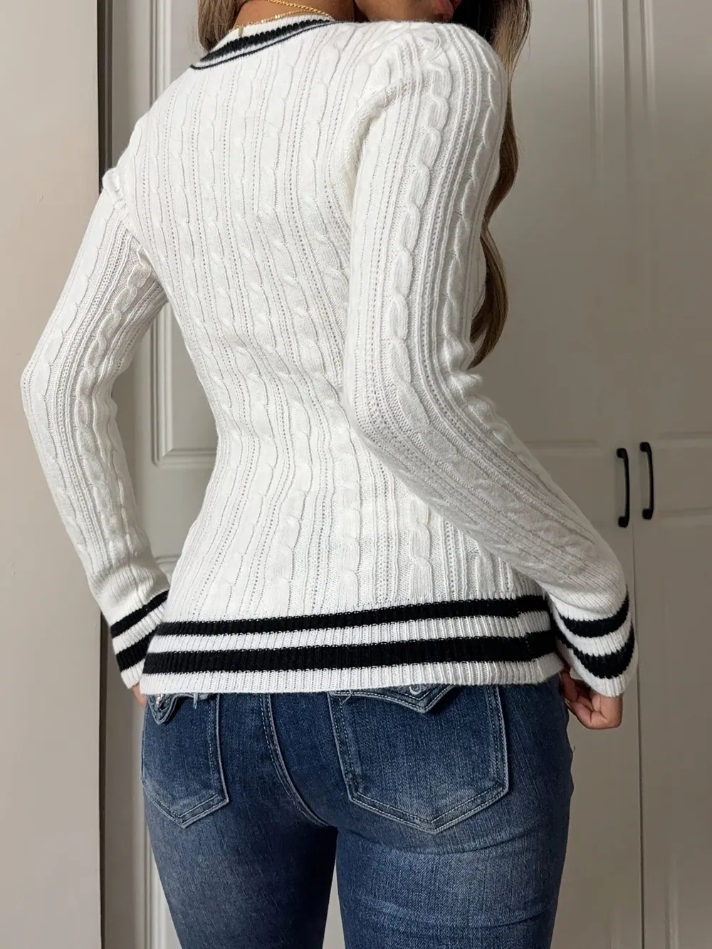 Cable Knit Long Sleeve Sweater, image 2