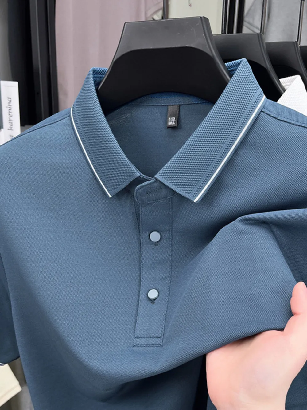 Men's Plus Size Button Detail Short Sleeve Polo, image 4