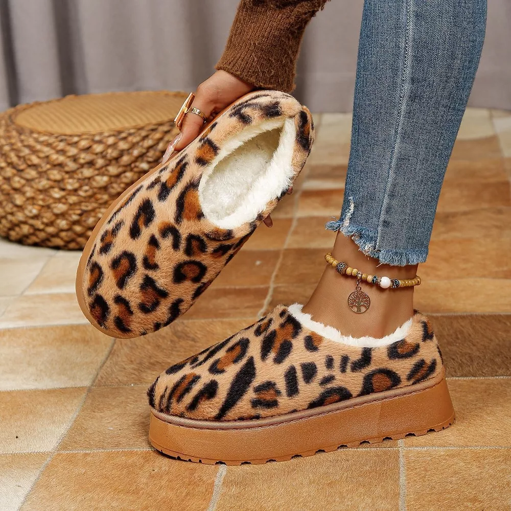 Leopard Print Faux Fur Lined Platform Boots, image 3