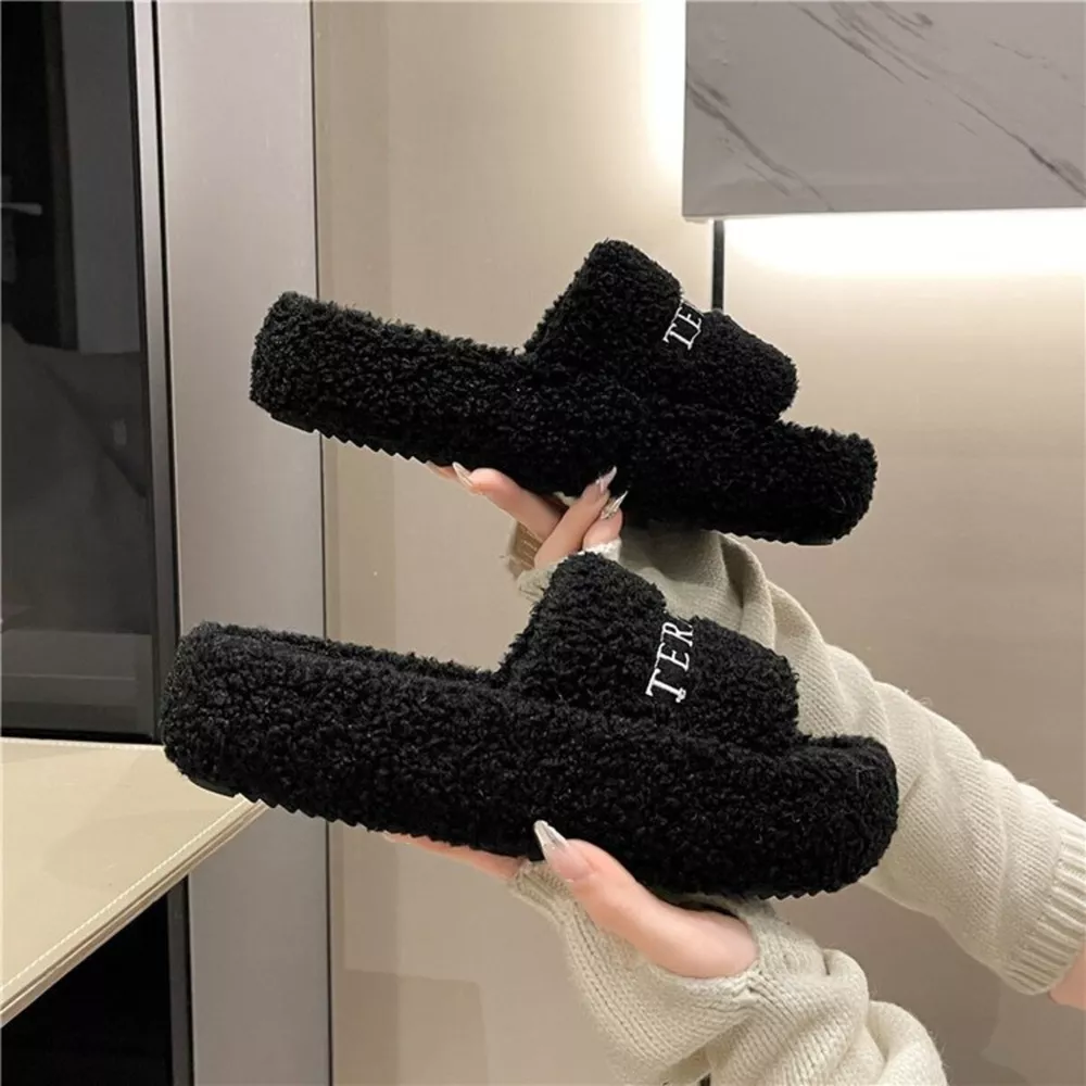 Fuzzy Plush Open Toe Slippers, image 10