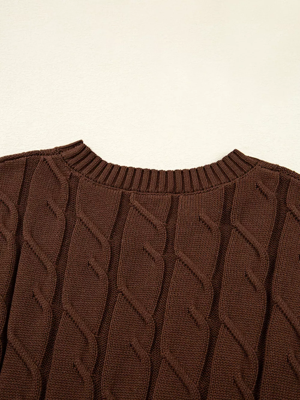 Cable Texture Crew Neck Short Sleeve Sweater Top, image 8