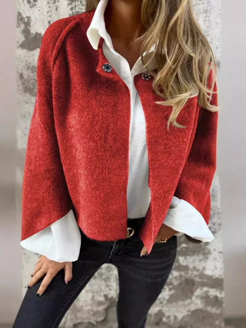 Full Size Dropped Shoulder Fuzzy Knit Cardigan Plus Size, image 18