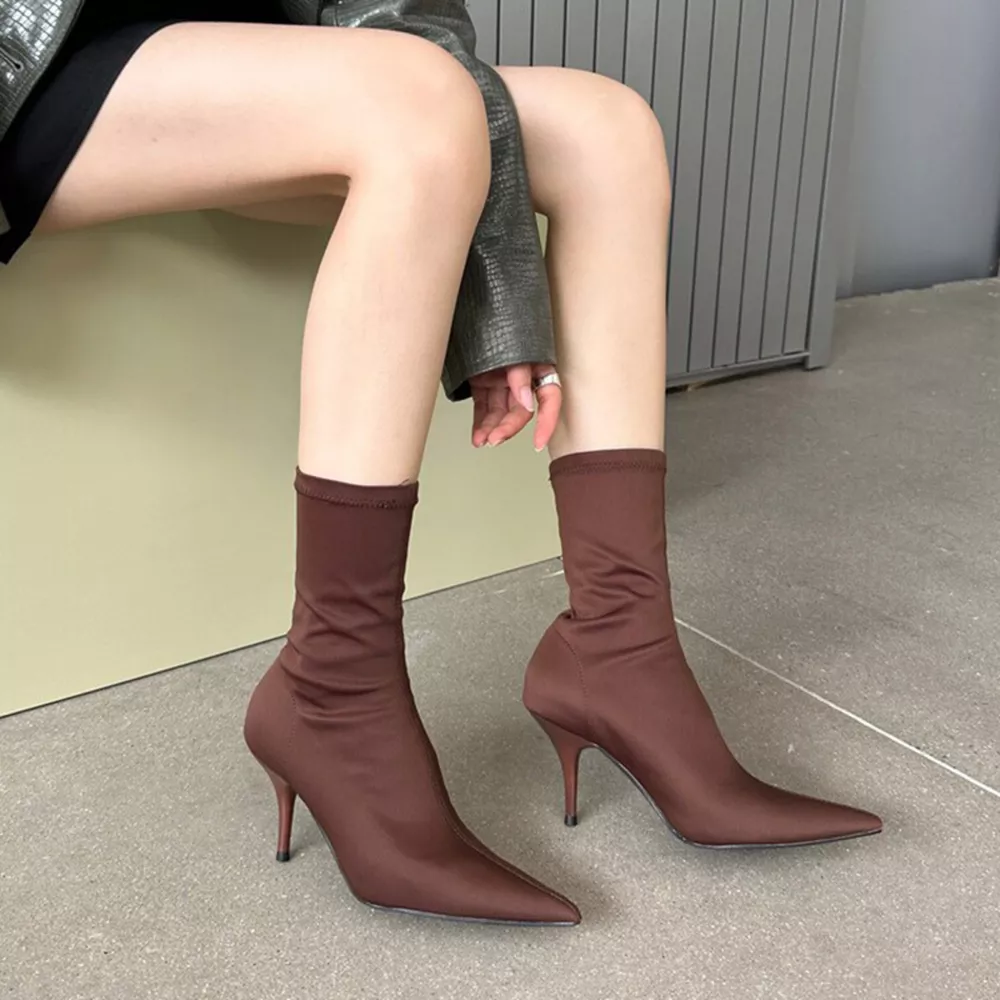 Point Toe Mid Heel Boots, image 5