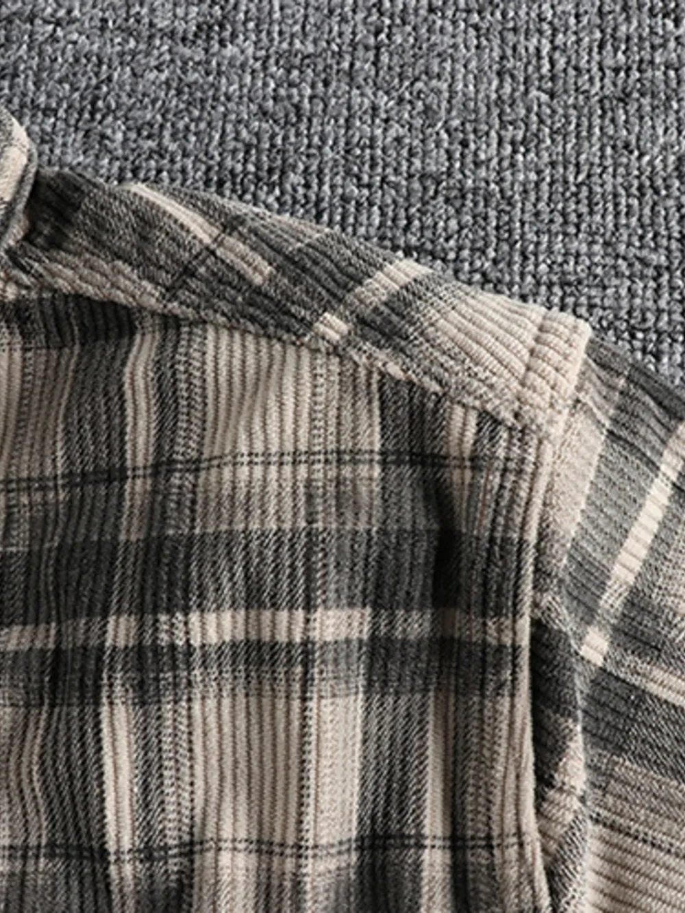 Men's Plus Size Button Down Plaid Corduroy Shirt with Chest Pockets, image 9