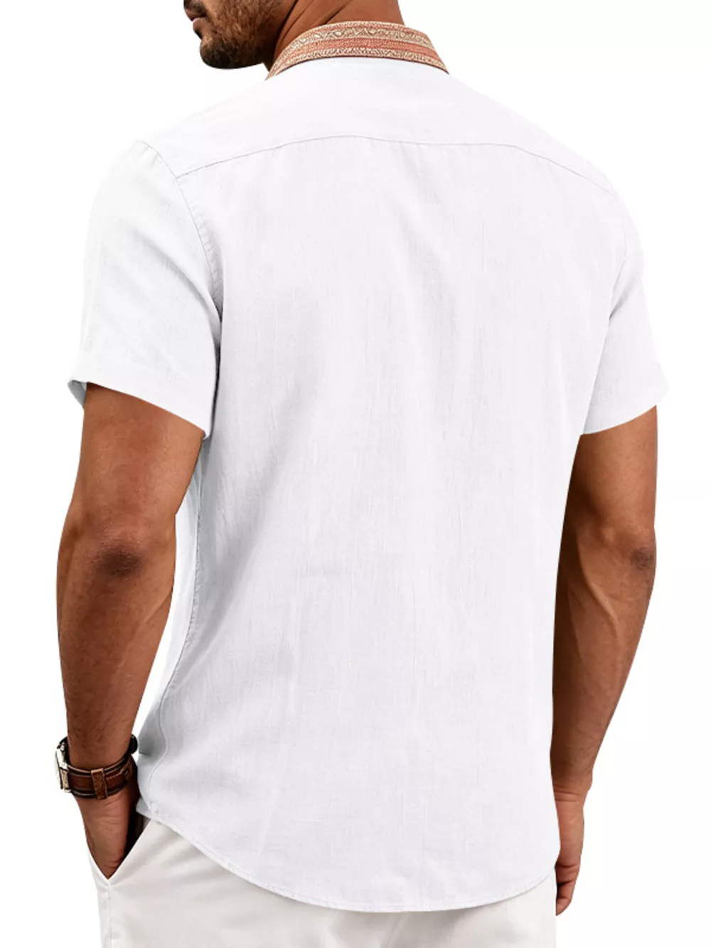 Men's Full Size Casual Short Sleeve Linen Shirt Plus Size, image 11