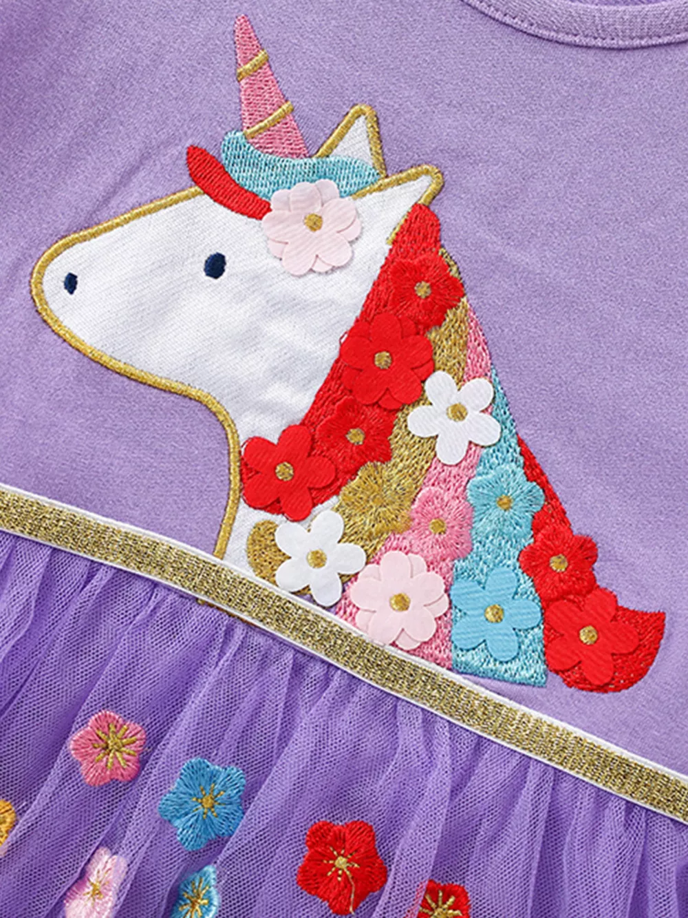 Children's Unicorn Embroidered Tulle Dress, image 3