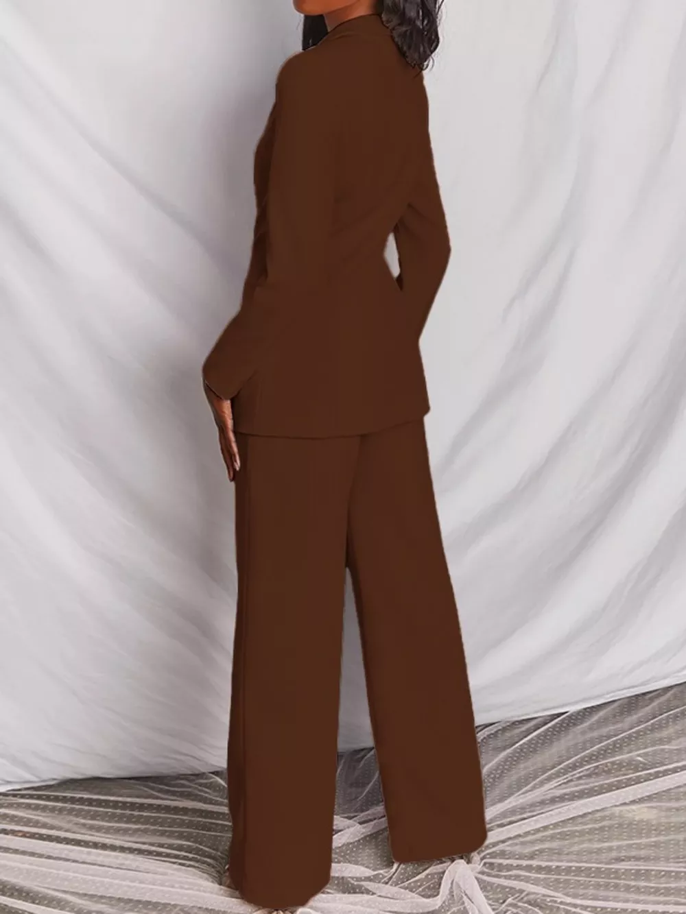 Full Size One Button Blazer and Wide-Leg Pants Set Plus Size, image 8