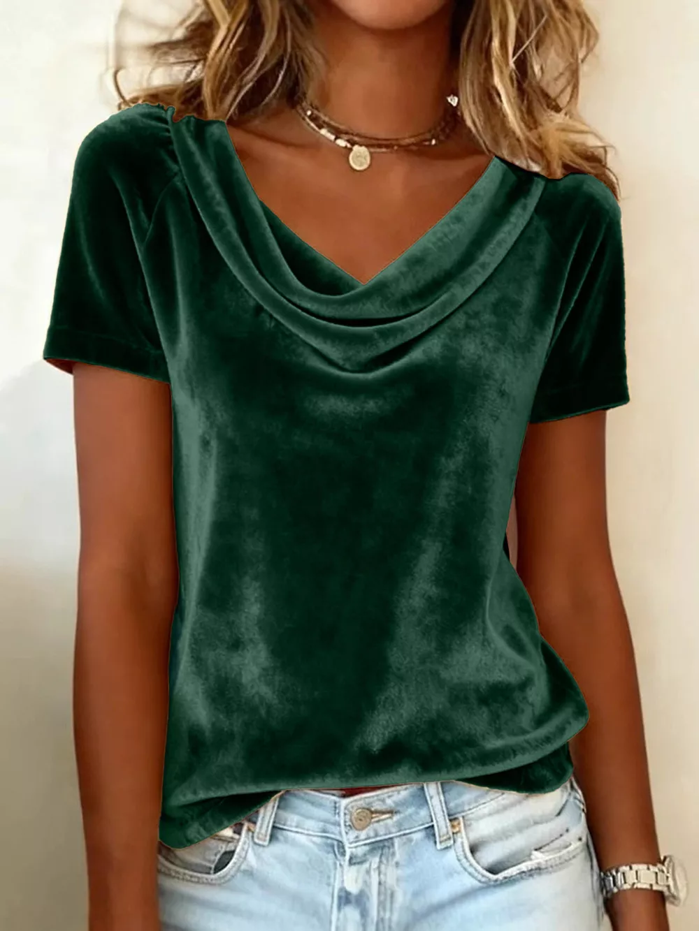 Full Size Cowl Neck Short Sleeve Top Plus Size, image 5