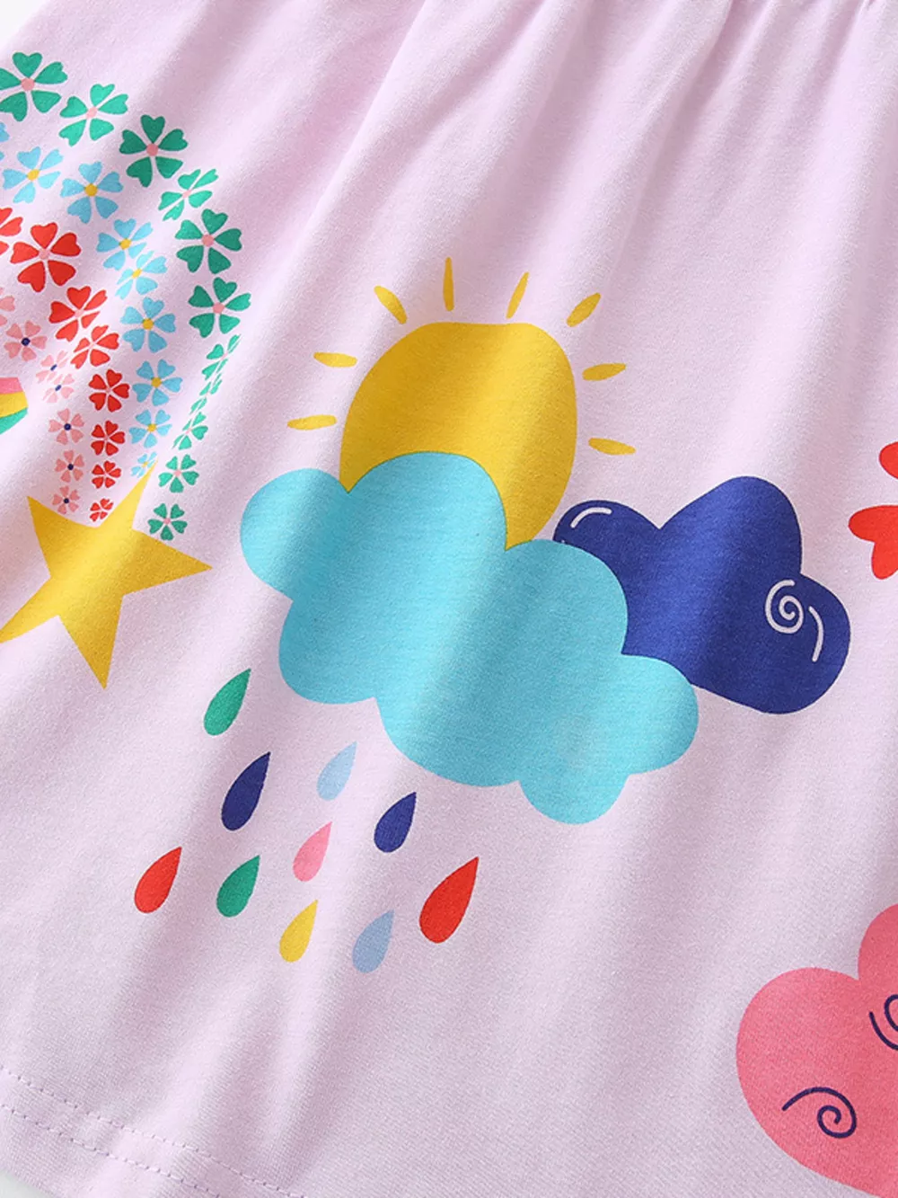Children's Rainbow Print Casual Short Sleeve Dress, image 3