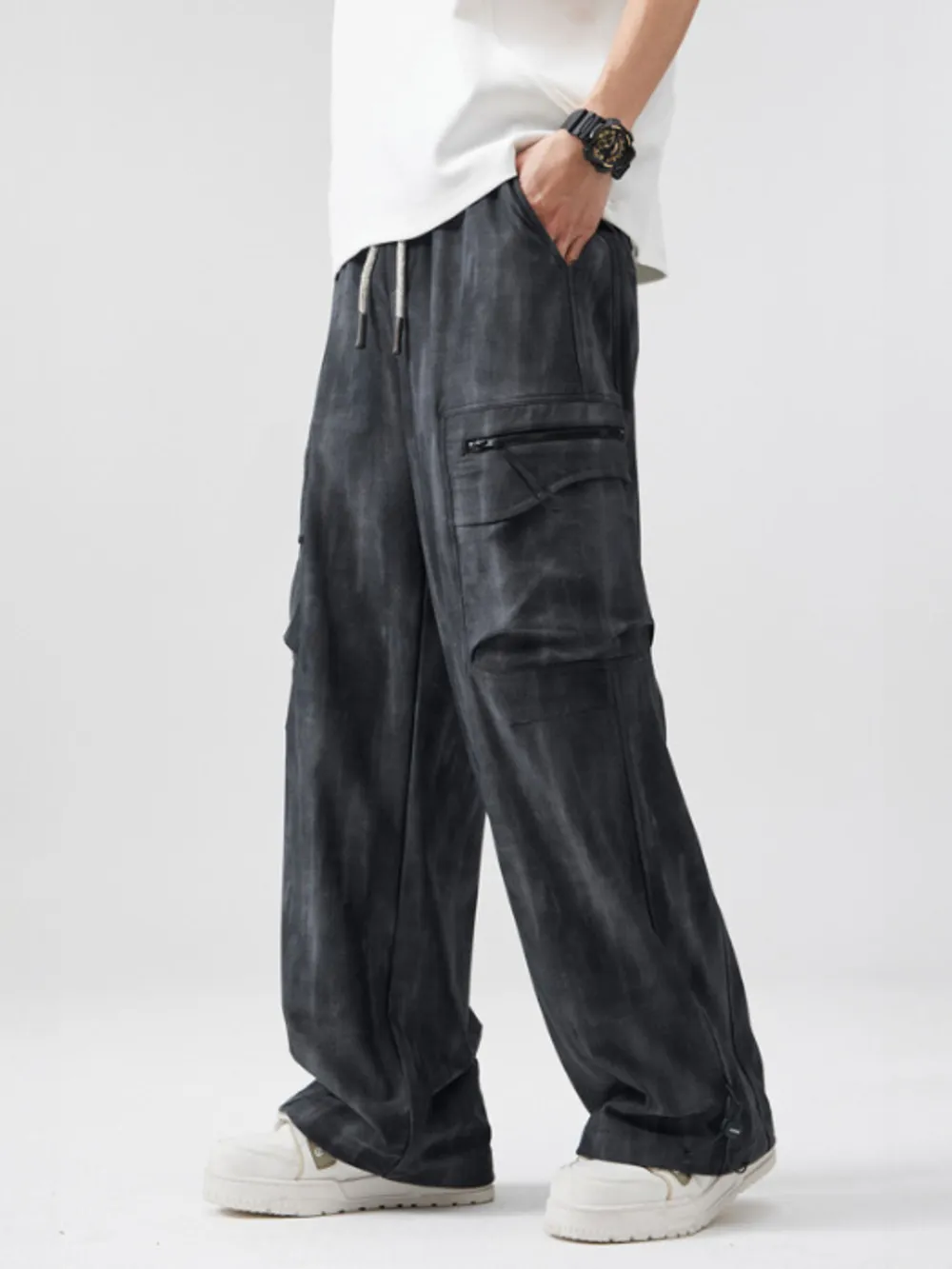 Men's Multi-Pocket Drawstring Cargo Pants, image 2