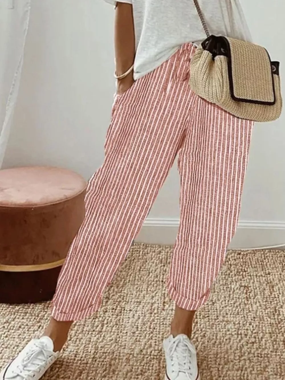 Striped Cropped Pants, image 4